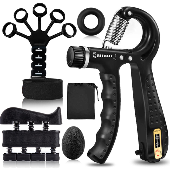 5-Pack Grip Strength Trainer Set – Hand Grippers, Finger Trainer, Forearm Strengthener & Grip Ball