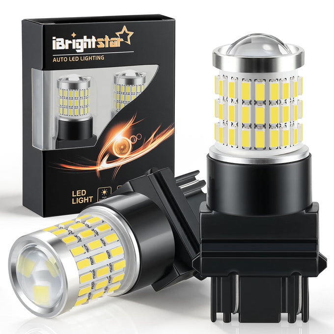 iBrightstar 3157 LED Bulb White, 4157 3156 LED Reverse Light Bulbs Super Bright for Tail Brake Lights Backup Lights Turn Signal Lights, 2 Pack