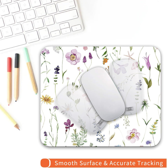 Square Mouse Pad Beautiful Flowers Plants, Personalized Premium-Textured Custom Mouse Mat Design, Washable Mousepad Cloth, Non-Slip Rubber Base Computer Mouse Pads for Wireless Mouse