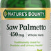 Nature's Bounty Saw Palmetto Support for Prostate and Urinary Health, Herbal Health Supplement, 450mg, 250 Capsules