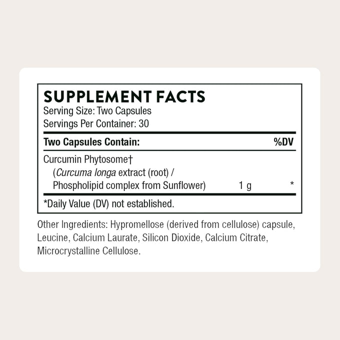 THORNE - Curcumin Phytosome 1000 mg (Meriva) - Clinically Studied, High Absorption - Supports Healthy Inflammatory Response in Joints, Muscles, GI Tract, Liver, Brain & Nerves* - 30 Servings