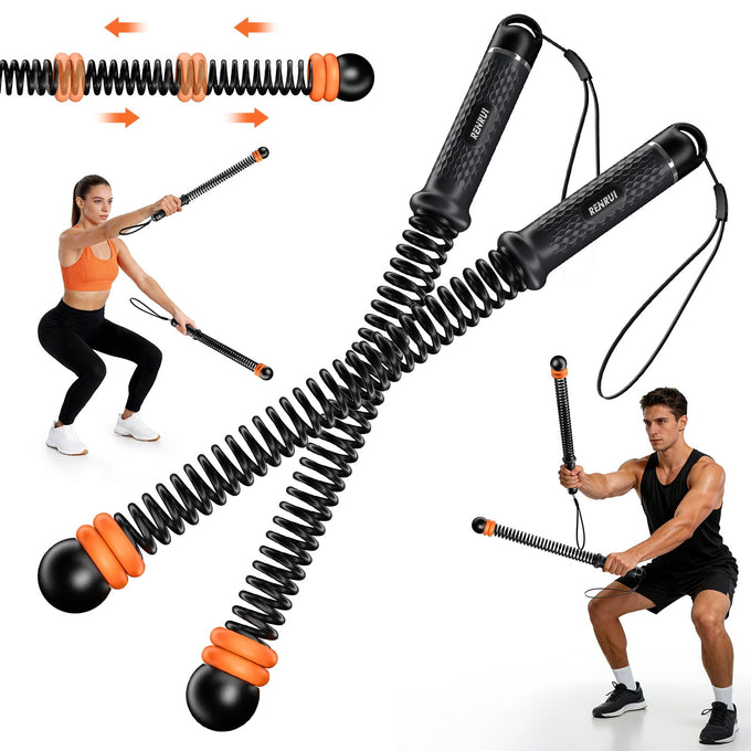 Cordless Battle Ropes with Adjustable Resistance Springs - Weighted Ropeless Battle Rope for Home Gym Exercise, Portable Workout Equipment for Strength Training & Cardio Fitness