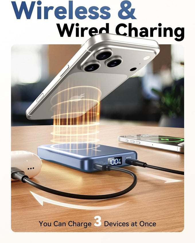Magnetic Portable Charger, 10000mAh for Magsafe Battery Pack, 20W Fast Charging Power Bank, Travel Essential of Wireless Charger Compatible with iPhone 17/16/15/14/13 Pro/Max/Air/Plus-DarkBlue