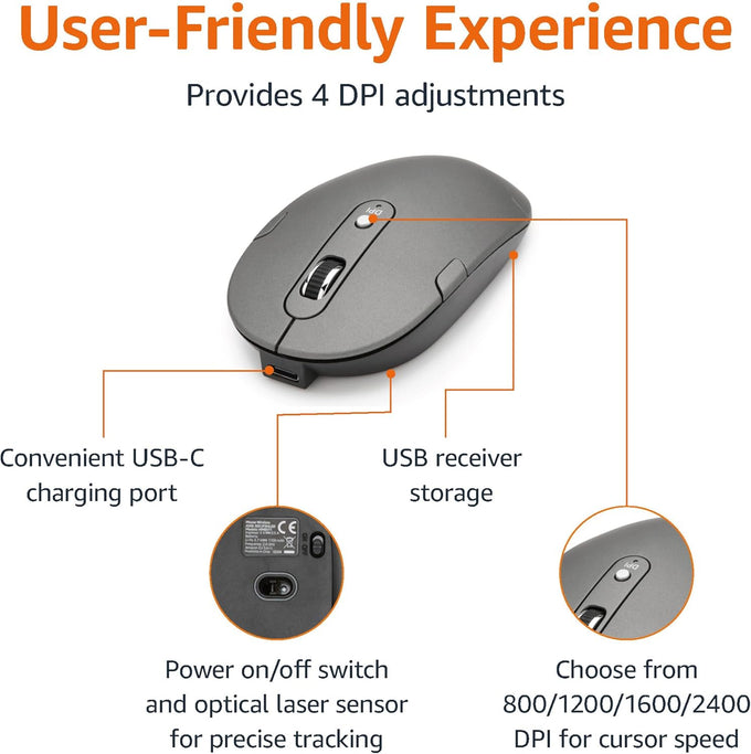 Ultra Premium Wireless Keyboard and Mouse Combo - Rechargeable, Ultra Slim Design, Quiet, Full Size, Number Pad, Unifying Receiver, Black