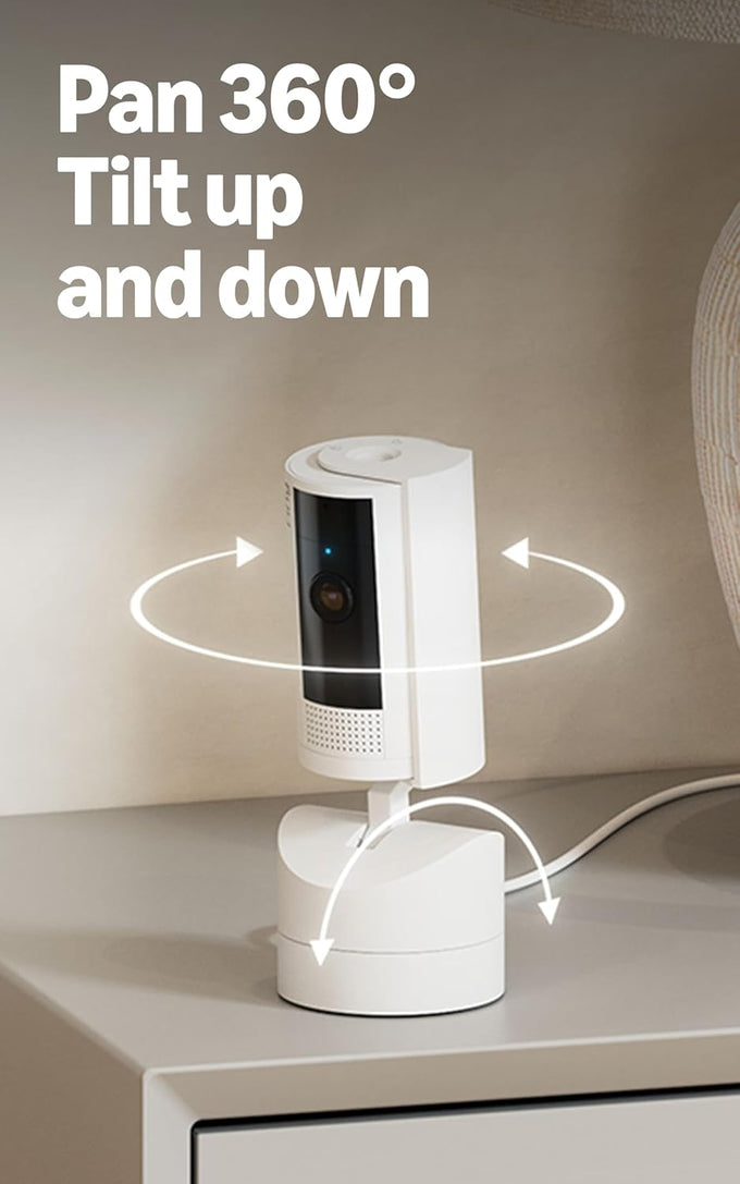 Ring Pan-Tilt Indoor Cam (newest model), See all around your home or business with 360° pan coverage, HD video, plus Two-Way Talk, White