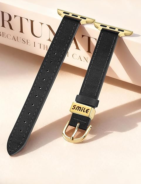JR.DM Slim Leather Band Compatible with Apple Watch Bands Women 38mm 40mm 41mm 42mm(S11/10) 44mm 45mm 46mm 49mm Genuine Leather Strap with Metal Loop for iWatch Series 11/10/9/8/7/6/5/4/3/2/1 SE