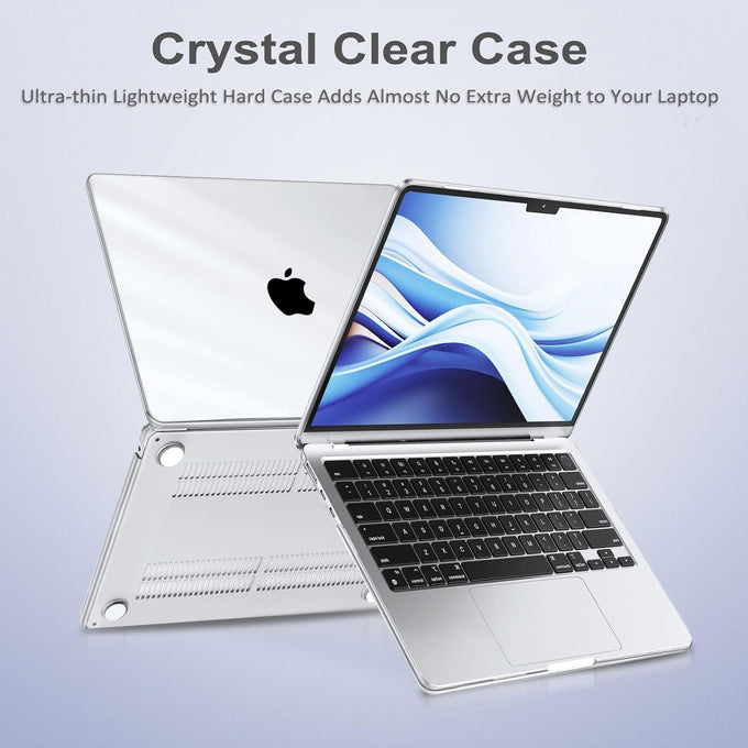 MOSISO Compatible with MacBook Air 13 inch Case 2026 2025 2024 2023 2022 M4 A3240 M3 A3113 M2 A2681,Plastic Hard Shell&Keyboard Cover&ScreenFilm&Type C for MacBook Air 13.6 inch Case, Crystal Clear