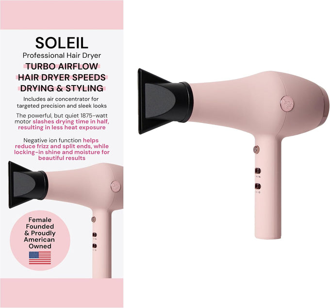 L'Ange Hair Soleil Professional Hair Dryer with Cool Shot, 3 Heat & 2 Airflow Settings