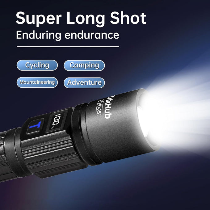 Rechargeable Flashlights 2 Pack, Super Bright High Lumens Flash Light, 5 Modes Zoomable Linternas with LCD Digital Display, Powerful Handheld LED Flashlights for Home Emergencies Camping