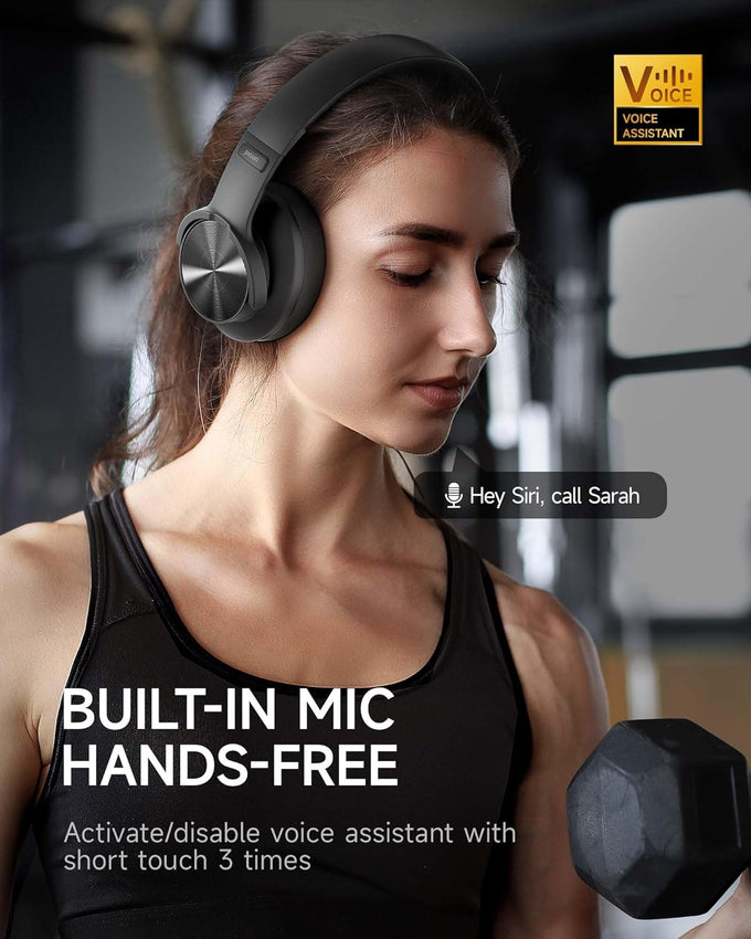Picun B8 Bluetooth Headphones, 120H Playtime Headphone Wireless Bluetooth with 3 EQ Modes, Low Latency, Hands-Free Calls, Over Ear Headphones for Travel Home Office Cellphone PC Black