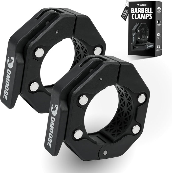 DMoose Fitness Barbell Clips 2 Inch - Quick Release Collars for Weightlifting