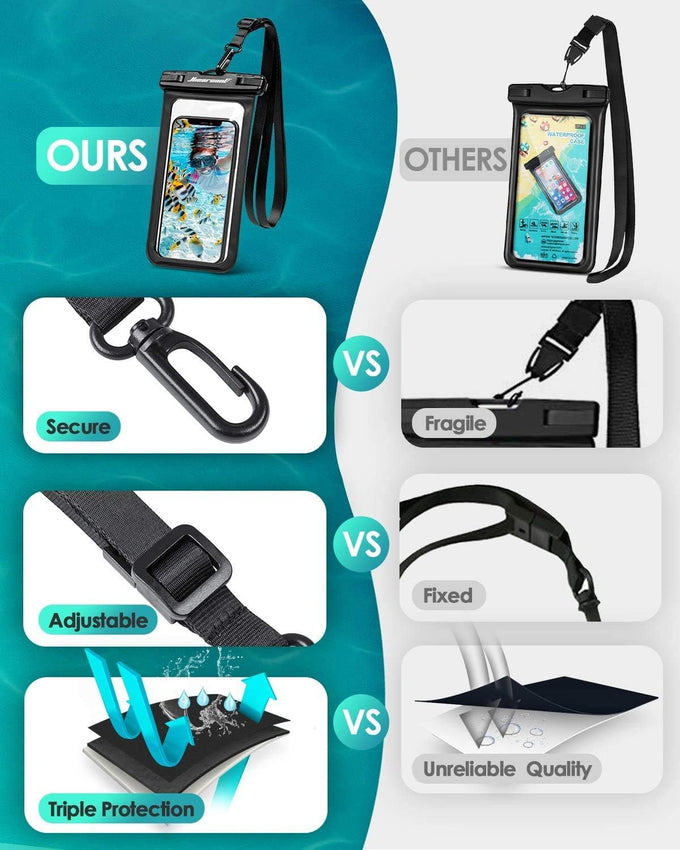 Hiearcool Waterproof Phone Pouch, IPX8 Waterproof Phone Case for iPhone 17/16/15/14 Pro Max, Cell Phone Dry Bag for Beach & Cruise Essentials, Touch Screen, Lanyard Included, 2 Pack (Fits Up to 8.3”)