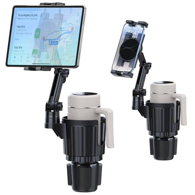 Peastrex Cup Holder Tablet Mount, Ipad Cup Holder Car Mount with Adjustable Arm for Tablet iPhone 3-11in iPad Pro Air Mini, Fire, iPhone 15, Galaxy S24 Z Fold 5