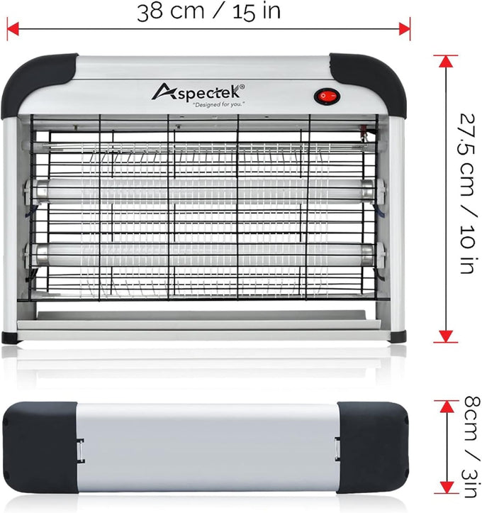 ASPECTEK Insect Killer, Bug Zapper, Powerful 20W Electronic Indoor Fly Zapper for Mosquito, Fungus Gnat, Asian Beetle, Moth, Flying Pests - Indoor Use, Includes 2-Pack Replacement Bulbs
