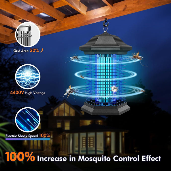 Bug Zapper Outdoor Indoor, 18W Power & 4400V Instant Grid Mosquito Repellent, Insect Control Efficiency Increased 100%, 1/2 Acre Coverage, Fly Trap for Patio, Backyard, Home