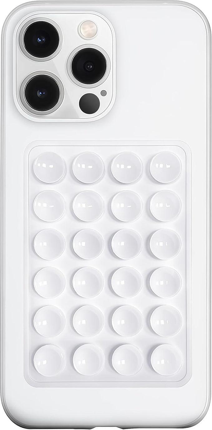 LvShuLiangPin Anteel Silicone Suction Phone Case Mount, Silicon Adhesive Phone Accessory for Smartphones, Hands-Free Mirror Shower Phone Holder for Selfies, Tiktok Videos (White)