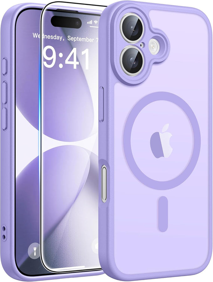 FNTCASE for iPhone 17 Case: [Compatible with Magsafe] Translucent Matte Cases with [Full Camera Protection] [Screen Protector] Military Grade Shockproof Protective Phone Cover - Light Purple