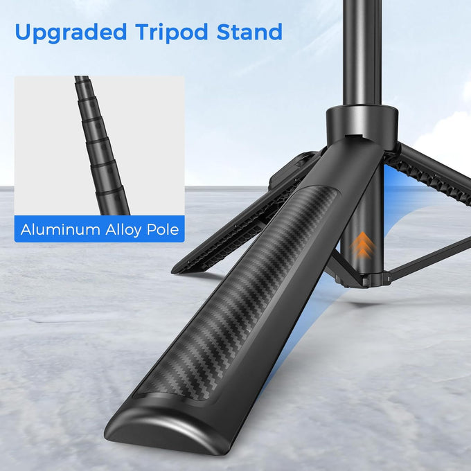 50” Selfie Stick Tripod for iPhone – Extendable Travel Phone Stand with Remote Control (Black)