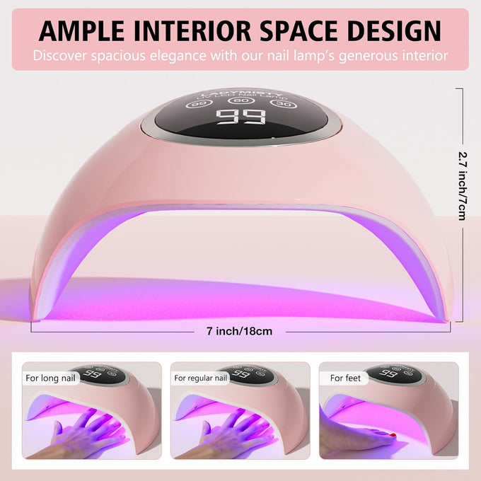 72W UV LED Nail Lamp, 2026 New Upgrade UV Light for Gel Nails with 18 Beads, 3 Timer Nail Dryer, LCD Display, Auto Sensor, Professional Nail Lamps for Gel Polish – Best Gifts, Pink Lamp