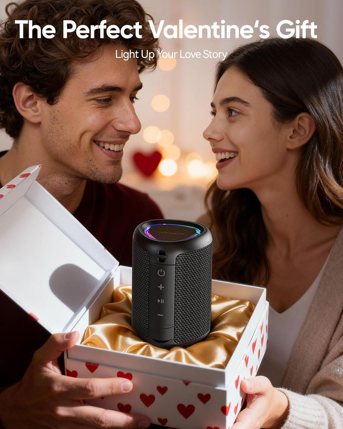 Portable Bluetooth Speaker Beach Vacation Essentials: Powerful Crystal Clear Sound/Dynamic Light/IPX5 Waterproof/All Day Playtime/BT 5.3/TWS Paring, Small Wireless Speaker for Outdoor|Travel|Camping