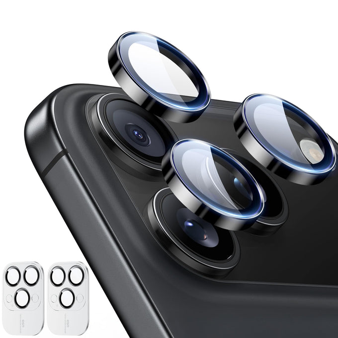 ESR 2 Pack for iPhone 17 Pro Max/ 17 Pro/ 16 Pro Max/ 16 Pro/ 15 Pro Max/ 15 Pro/ 14 Pro Max/ 14 Pro Camera Lens Protector, Ultra-tough HD Individual Lens Protectors, Ultra-thin Tempered Glass, Black