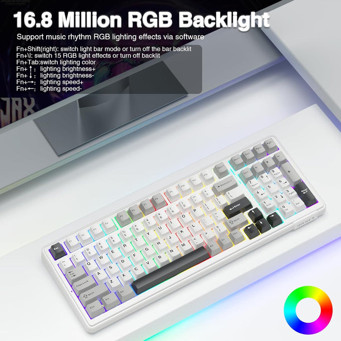 AULA F99 Wireless Mechanical Keyboard,Tri-Mode BT5.0/2.4GHz/USB-C Hot Swappable Custom Keyboard,Pre-lubed Linear Switches,RGB Backlit Computer Gaming Keyboards for PC/Tablet/PS/Xbox
