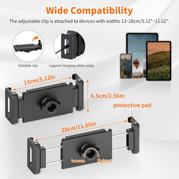 XXZU 72in Tablet Floor Stand Tripod,Tablet Stand Floor with 360° Ball Head,Height Adjustable Floor Stand Holder with Case,Tall Tripod