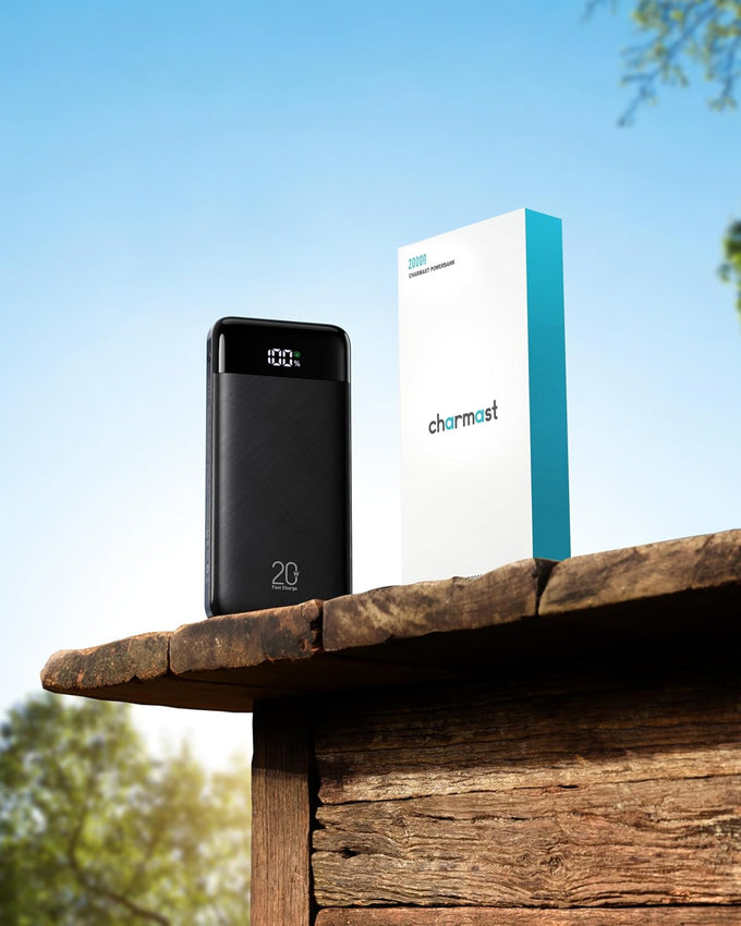 charmast 20000mAh Portable Charger with Built in Cables, 22.5W Travel Power Bank Fast Charging, USB C Cell Phone Battery Pack for iPhone 16/15/14/13/12/11 Series, iPad, Samsung, Android, Tablet