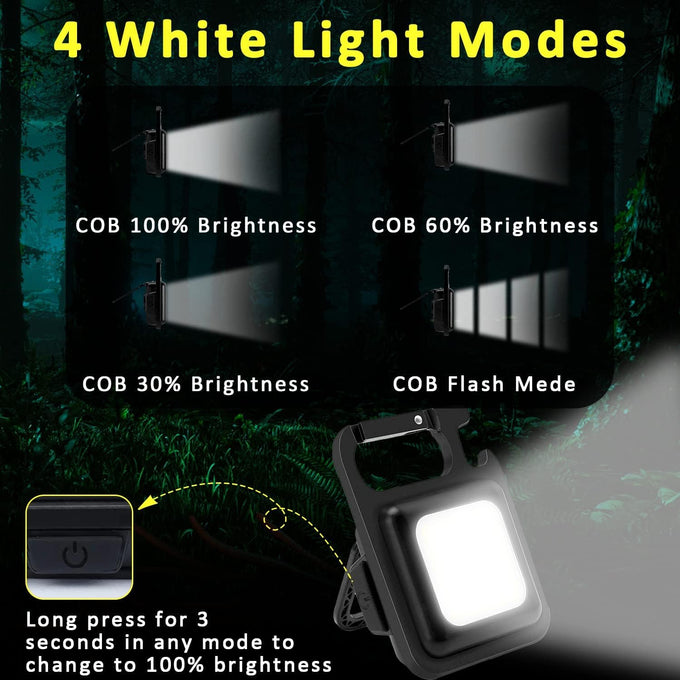 MAKDAK COB Rechargeable Keychain Flashlight 2Pack, High Lumen Super Bright LED Work Light with Magnet,Clip,Bottle Opener for Dog Walking,Car Repair, Emergency,Camping,EDC