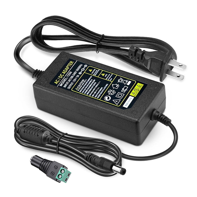 Power Adapter 12V 5A 4A 3A 2.5A 2A 1A AC DC Power Supply Cord Cable 5.5x2.1mm for Sceptre EC Series Monitor,ONN,AOC,Dell,Webcam, Router, Projector, CCTV, Speakers & More 12v 5a Monitor Charger