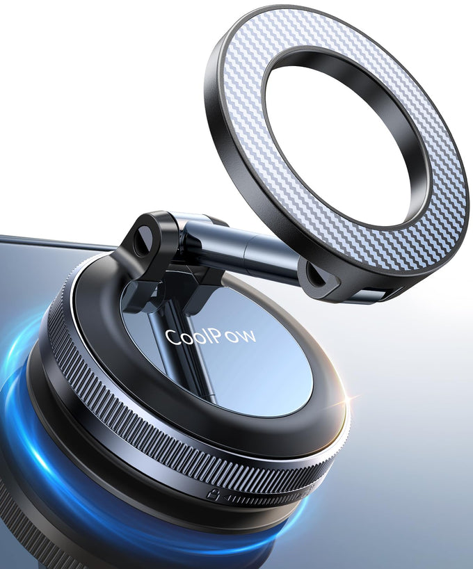 Coolpow【Newest Vacuum Magnetic Phone Holder for Car Phone Holder Mount【Movable Vacuum Suction】Magsafe Car Mount Cell Phone Car Mount Car Accessories for Men Women Carmount for iPhone 17 Pro Max 16 15