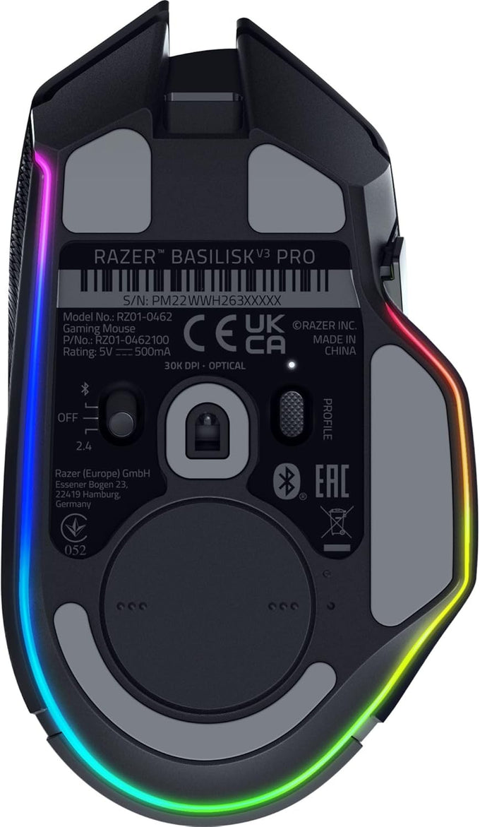 Razer Basilisk V3 Pro Wireless Gaming Mouse, HyperScroll Tilt Wheel, 30K DPI Sensor, Gen-3 Optical Switches, 13-Zone Chroma RGB, 13 Programmable Controls, 3 Connection Modes, Black