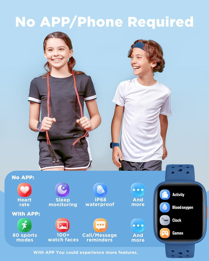 Bigger five kids smartwatch no app needed fitness tracker blue