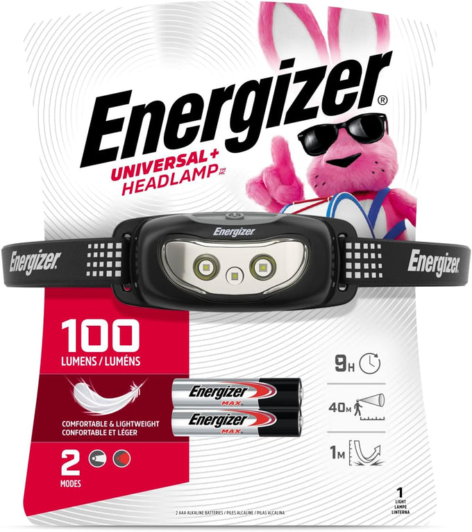 Energizer Universal+ LED Headlamp (2-Pack), Bright Head Lamp for Outdoors, Camping and Emergency Light, IPX4 Water Resistant (Batteries Included)