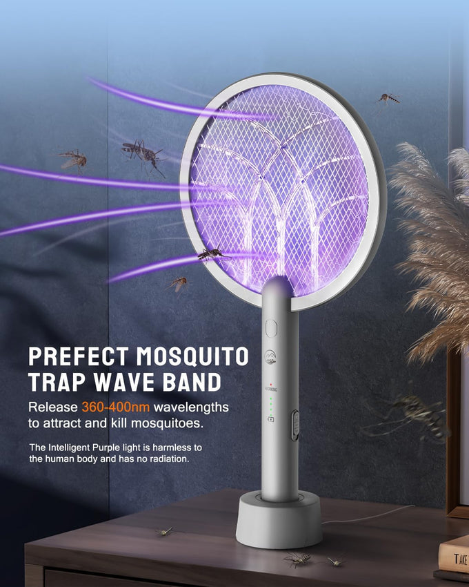 Electric Fly Swatter Racket, 4000V Bug Zapper with 1800mah Rechargeable Battery & Dual Modes, 2 in 1 Purple Mosquito Light Killer with 3-Layer Safety Mesh for Indoor Home Patio Camp(1 Pack)
