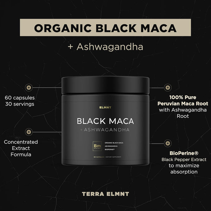 40x Strength Organic Black Maca Root with Ashwagandha Supplement