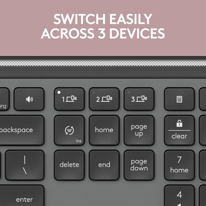 Logitech MK955 Signature Slim Wireless Keyboard and Mouse Combo, for Larger Hands, Quiet Typing and Clicking, Switch Across Three Devices, Bluetooth, Multi-OS, for Windows and Mac