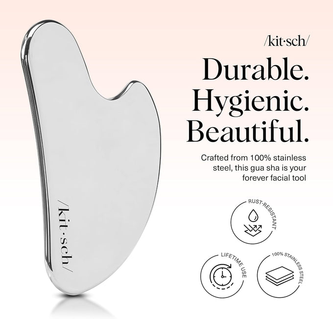 Kitsch Stainless Steel Gua Sha Facial Tool - Face Sculpting, Jawline Shaper, Lymphatic Drainage