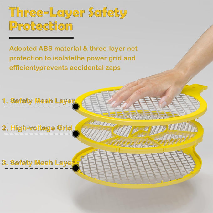 2 Pack Electric Fly Swatter, Handheld Bug Zapper Racket for Outdoor & Indoor, Mosquito Zapper Racket Battery Powered Tennis Mosquito Rackets for Insect