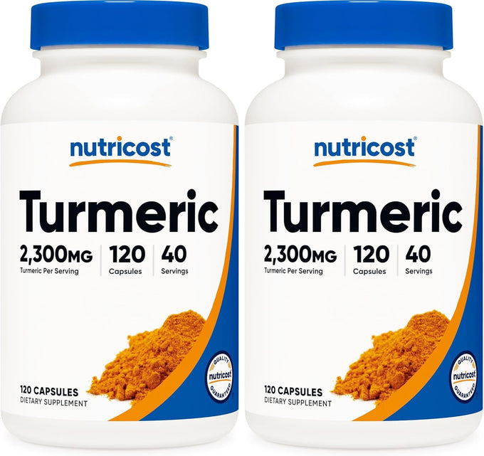 Nutricost Turmeric Curcumin with BioPerine, 2300mg, 120 Veggie Capsules, Gluten Free, Non-GMO