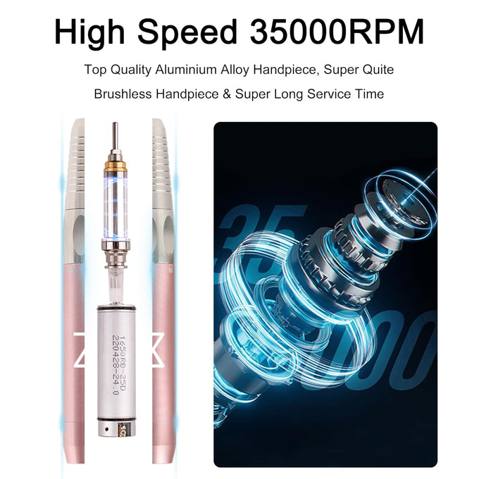 M - Max Brushless Nail Drill & GlowPro UV/LED Lamp Bundle | Professional Electric File for Manicures & Pedicures | Fast Curing Gel & Acrylic Nails | Dual Light Source UV/LED Dryer | Adj