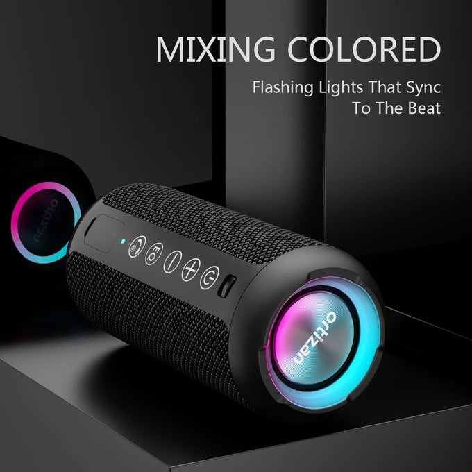 Ortizan Portable Bluetooth Speaker (1nd Gen), IPX7 Waterproof, Wireless, Big Sound and Deep Bass, TWS Pairing, 30Hrs of Playtime, Valentines Day Gifts for Him, Birthday Gifts for Men Women - Black