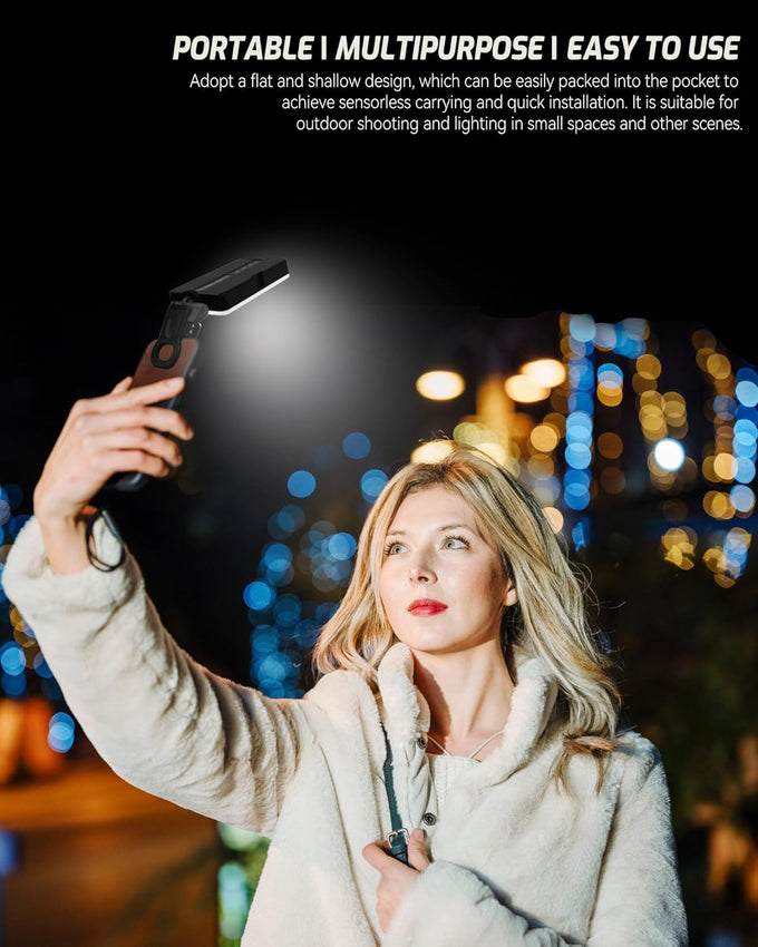 Portable Selfie Light for iPhone: 90 LED Rechargeable Phone Fill Lights, Ring Light for Camera Picture, Makeup Photo, Video Conferences, Laptop Use, Zoom Meetings, TikTok, Vlog Photography