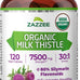 Zazzee USDA Organic Milk Thistle 30:1 Extract, 80% Silymarin, 120 Vegan Capsules, 4 Month Supply, Certified Kosher, High Potency Liver & Antioxidant Support, Silybum Marianum, Non-GMO, Made in the USA