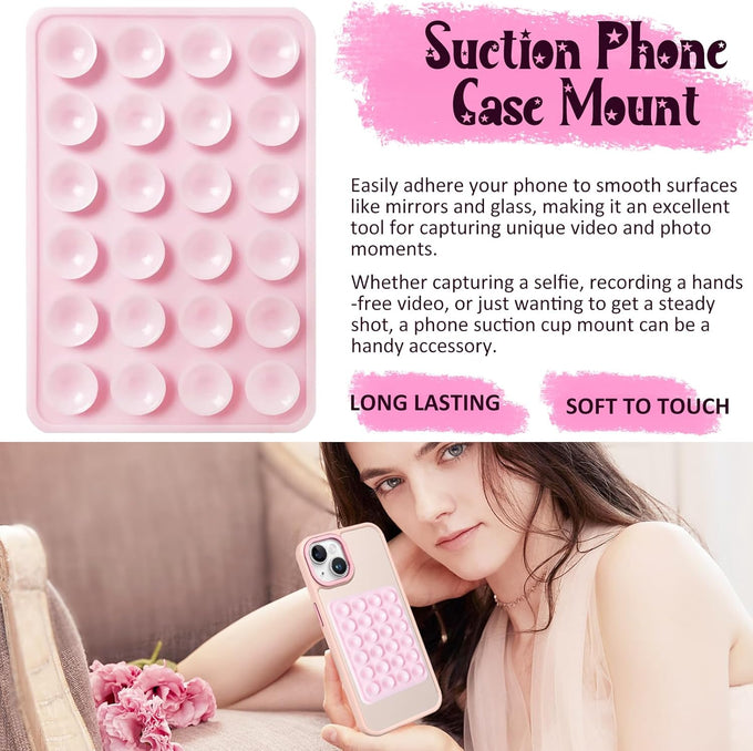 LvShuLiangPin Anteel Silicone Suction Phone Case Mount, Silicon Adhesive Phone Accessory for Smartphones, Hands-Free Mirror Shower Phone Holder for Selfies, Tiktok Videos (White)