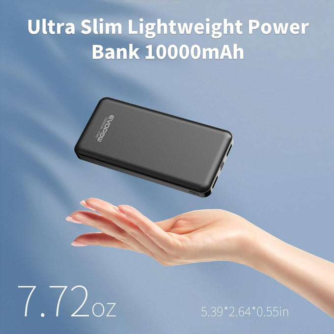 2 Pack Portable Charger, Slimmer 10000mAh Power Bank, USB C in&Out Fast Charging Battery Pack, Portable Power Bank for iPhone 16 15 14 13 12 iPad Samsung S23 S22 Pixel and Heated Vest (Black)