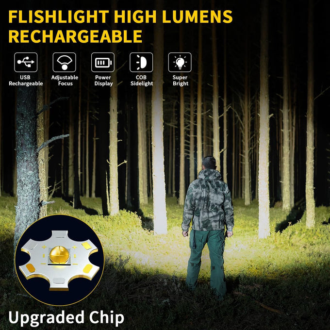 Rechargeable Flashlights High Lumens, 7Mode Super Bright Flashlight Powerful, Adjustable Tactical Flash Light High Powered, LED Flashlights for Home Emergency Hunting Camping Essentials Gear
