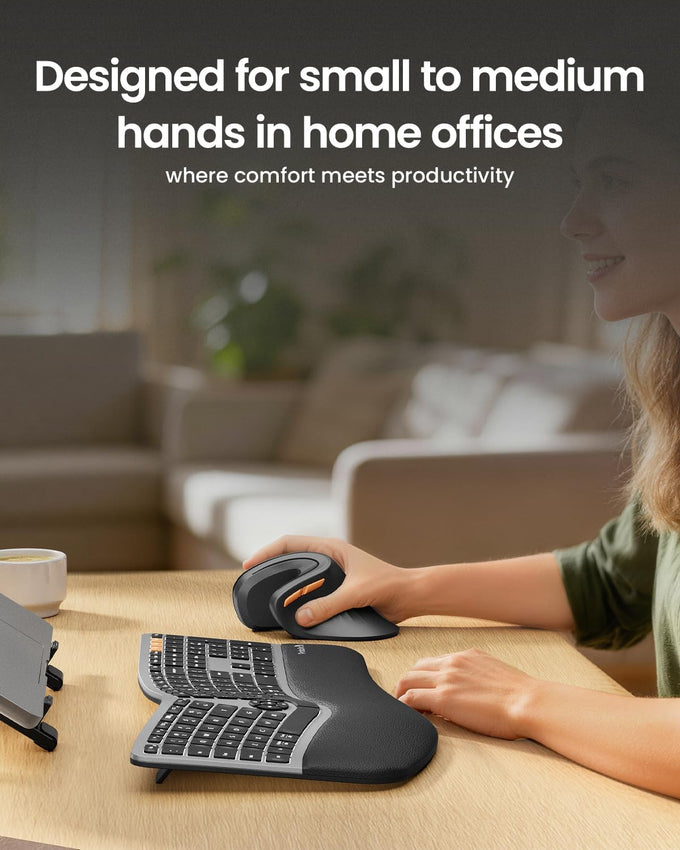 ProtoArc Ergonomic Mouse, EM11 NL Bluetooth Rechargeable Wireless Vertical Mouse, 3 Multi-Device Connectivity for Computer/PC/Laptop, 2.4GHz Optical Mice for Windows, Mac OS, Black