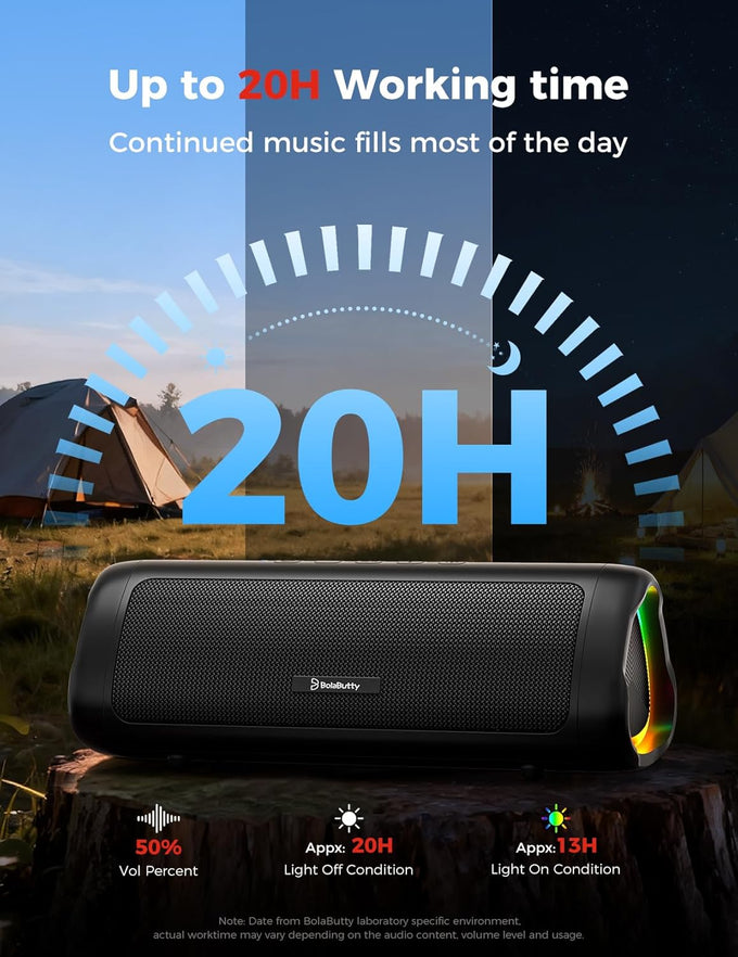 Bluetooth Speaker with HD Sound, Portable Wireless, IPX5 Waterproof, Up to 20H Playtime, TWS Pairing, BT5.3, for Home/Party/Outdoor/Beach, Electronic Gadgets, Birthday Gift (Black)