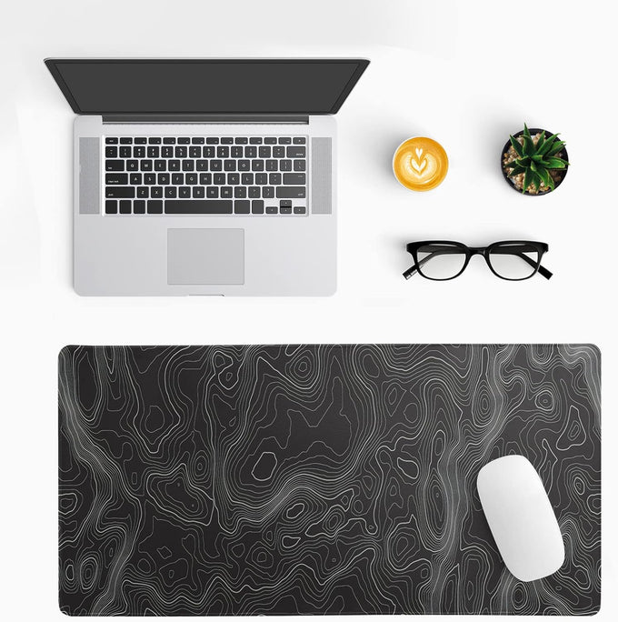 Topographic Contour Extended Big Mouse Pad Large,Gaming Mouse Pad Desk Pad,27.6x11.8 Inch Long Computer Keyboard Mouse Mat Mousepad with 3mm Non-Slip Base and Stitched Edge for Gaming and Office
